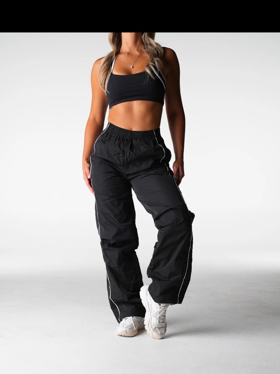 NVGTN Pants - NVGTN Black Track Pants with White Piping